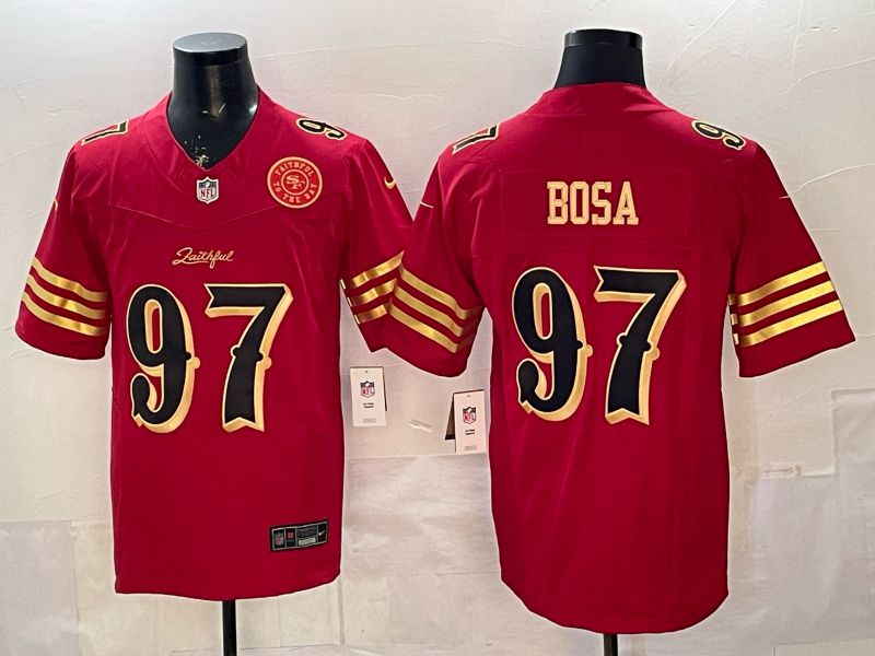 Men 2026 San Francisco 49ers #97 Bosa Red Gold 5th generations Nike Limited NFL Jersey style 008-0